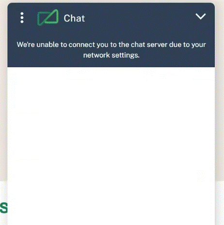 ServiceConnect - Chat with an Expert button not working as expected